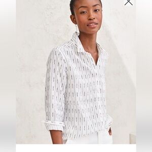 Garnet Hill White and Black Patterned Shirt